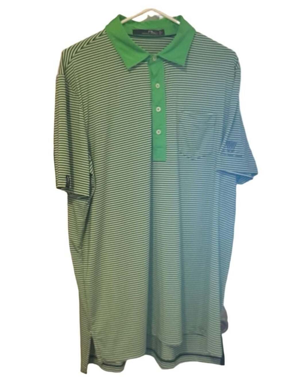 RLX Ralph Lauren Wynn Golf Club Striped Performance Polo Shirt Men's Large Green